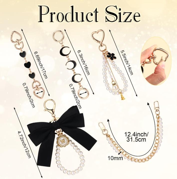 Bag Extension Chain Bow Keychain Kits | Double Sided Extender Chain Purse Strap Extenders | Coquette Y2K Aesthetic Bag Accessories