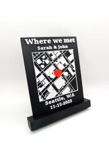 Custom 3D Map | Where We Met Gift | Personalized Couple Keepsake
