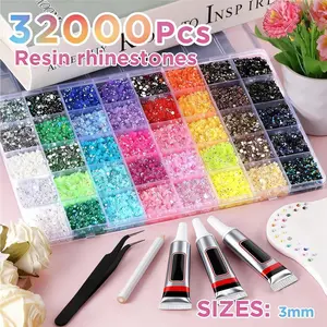 40 Colors Jelly Rhinestones for Bedazzling,3mm 32000 Pcs Flatback Gems for Crafting, Bedazzling Kit with the tools for Clothing Shoes Nail Make Up Book Diamond Art DIY Crafts,Valentine's Day gifts,Children's Day gifts, Party gifts,Nail accessories