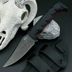 High Hardness Fixed Blade Knife with Sheath, 7cr13mov Steel Body and G10 Handle, Outdoor Hiking Multi-Functional Durable Knife Tool, Tactical Tool, Well Designed Blades, Tactical Knives, Tactical Equipment
