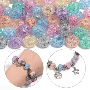 30pcs/lot Glitter Big Hole Acrylic Beads Colorful Pony Beads Loose Spacer Beads For Jewelry Making DIY Necklace Bracelet
