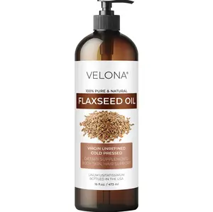 velona Flaxseed Oil - 16 Fl Oz | 100% Pure and Natural Carrier Oil | Unrefined, Cold Pressed | Hair Growth, Body, Face & Skin Care