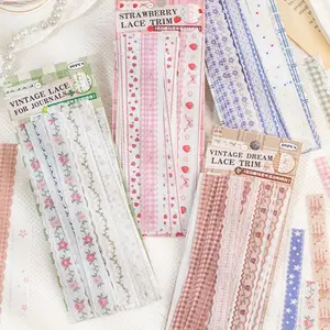 Yuxian Lace Edge Washi Sticker Pack 40 Pieces, 4 Designs for Scrapbooking & Crafting, Decorative Adhesive Paper for DIY Projects