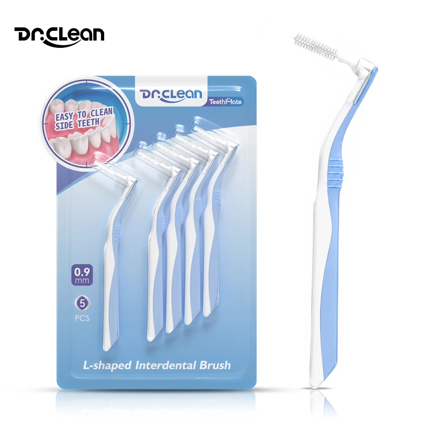 DR.CLEAN Angled L-Shaped Interdental Brushes, 60-Piece Dental Cleaning Brush Kit for Braces & Sensitive Gums, 0.7-1.1mm Soft Bristle Teeth Plaque Remover Tool, Oral Care Supplies