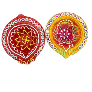 Colorful Clay Diyas (Tera cotta Oil Wick lamp)