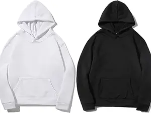 Casual Polyester Black and White Pullover Hoodies with Front Pocket for Everyday Wear