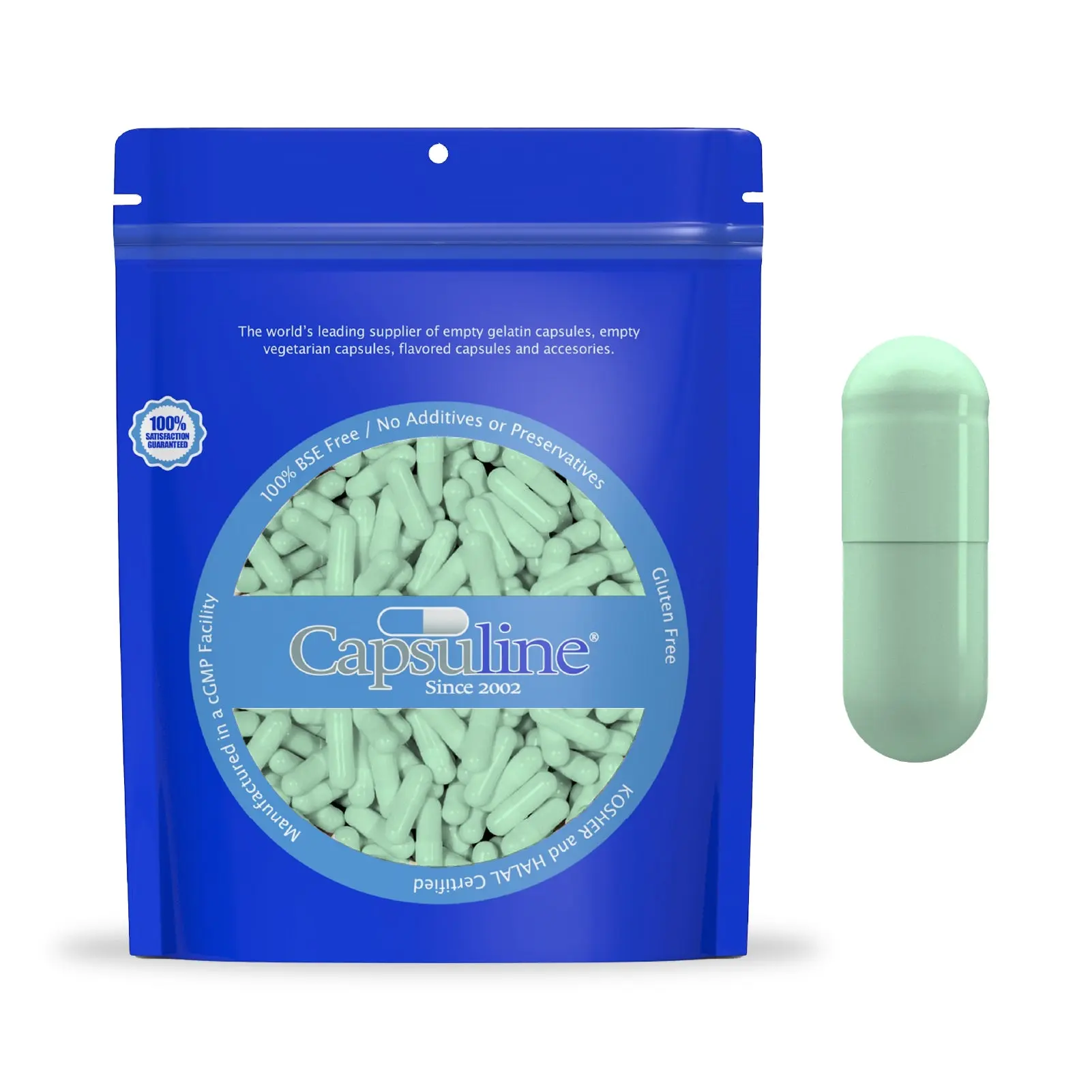 Colored Size 0  Empty Vegetarian Capsules by Capsuline - Sage Green