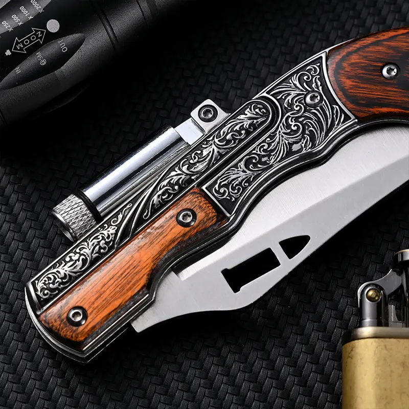 Vintage relief handle portable lighting lamp home camping multifunctional knife