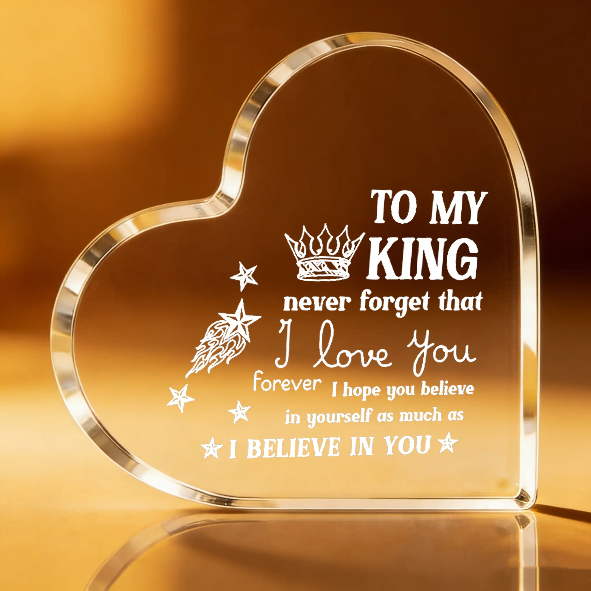 10cm Acrylic Heart Shape Metal Wall Plaque, Romantic Home Decor Sign with Engraved Message, Anniversary Gift for Her Him