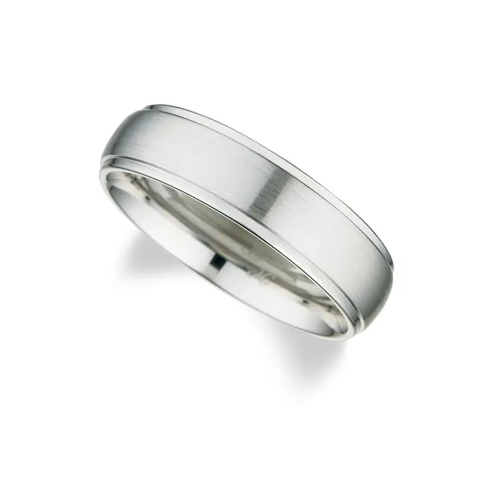 Cobalt Wedding Ring 7mm domed brushed with polished drop edge Size 9.5 (73367)