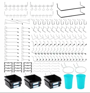 Pegboard Hooks, with Bins, Peg Locks, for Organizing Various Tools, 204 PCS, 80 of Which are Locks Box Metal
