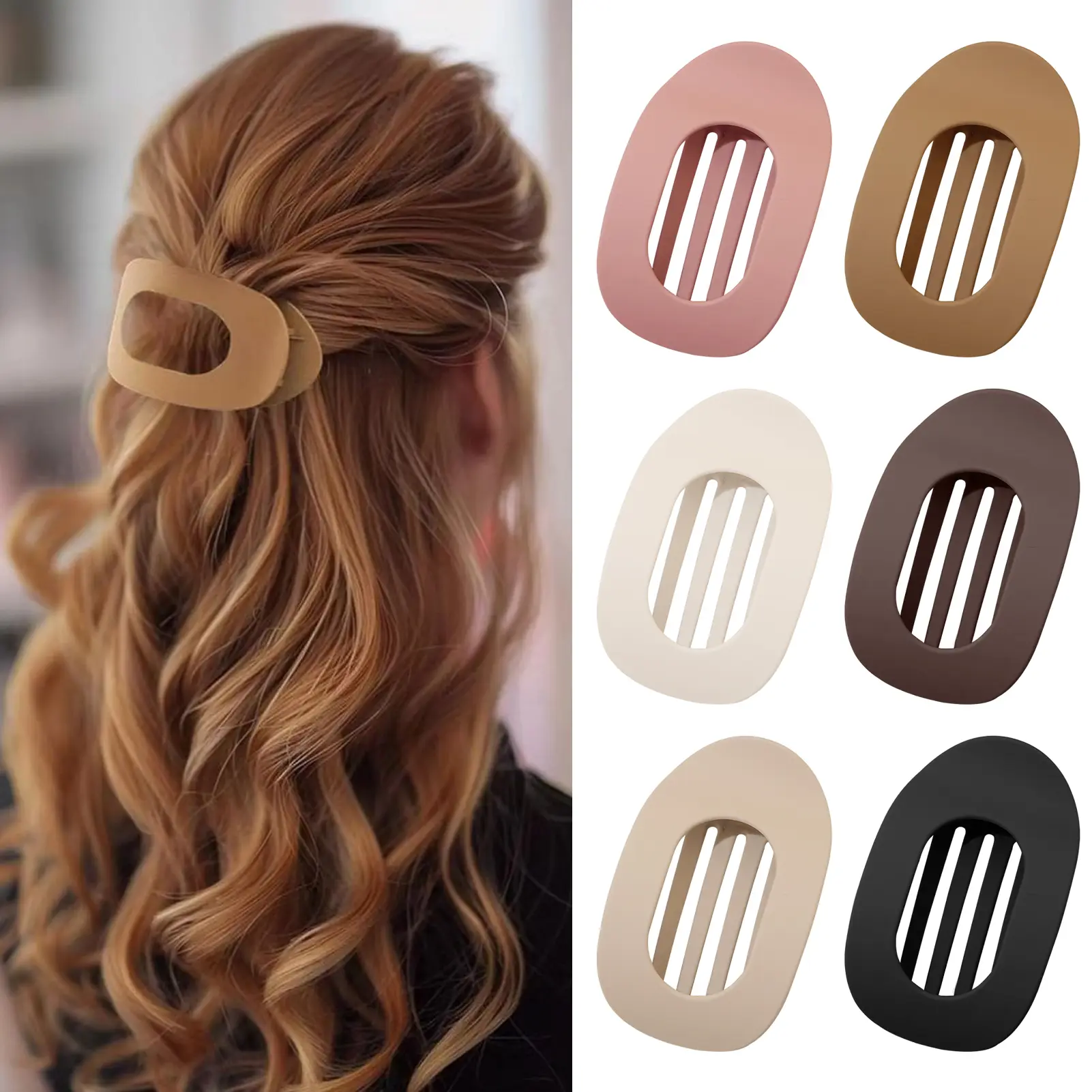 6Pack Flat Hair Clips No-Crease for Women Girls Strong Hold Matte Claw Clips for Thick Thin Hair Trendy Accessories for Work Party