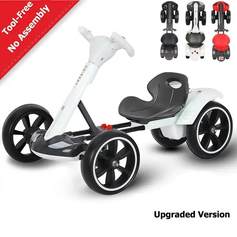 Children's foldable electric go-kart - no assembly required, safe and controllable four-wheel electric toy car for toddlers, warranty