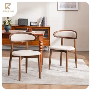 【Fathersdaygift】RIMIKING Upholstered Wooden Dining Chair （1 carton 2pcs）, Breathable Fabric Seat, Curved Back Design, Sturdy Rubberwood Legs,6870, Dining Room Chairs