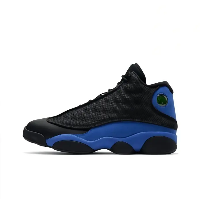 High top basketball sneakers black mesh upper royal blue midsole black outsole hologram heel detail sleek dark street design cushioned podular sole daily casual wear party look unisex fashion sport footwear