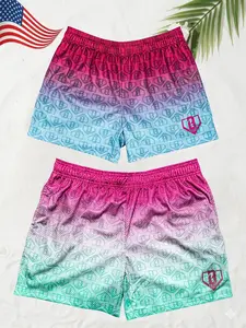 Baseball Lifestyle 101 Gradient Shorts Watermelon– Summer Athletic Mesh Shorts | Fun Baseball Streetwear Performance Shorts