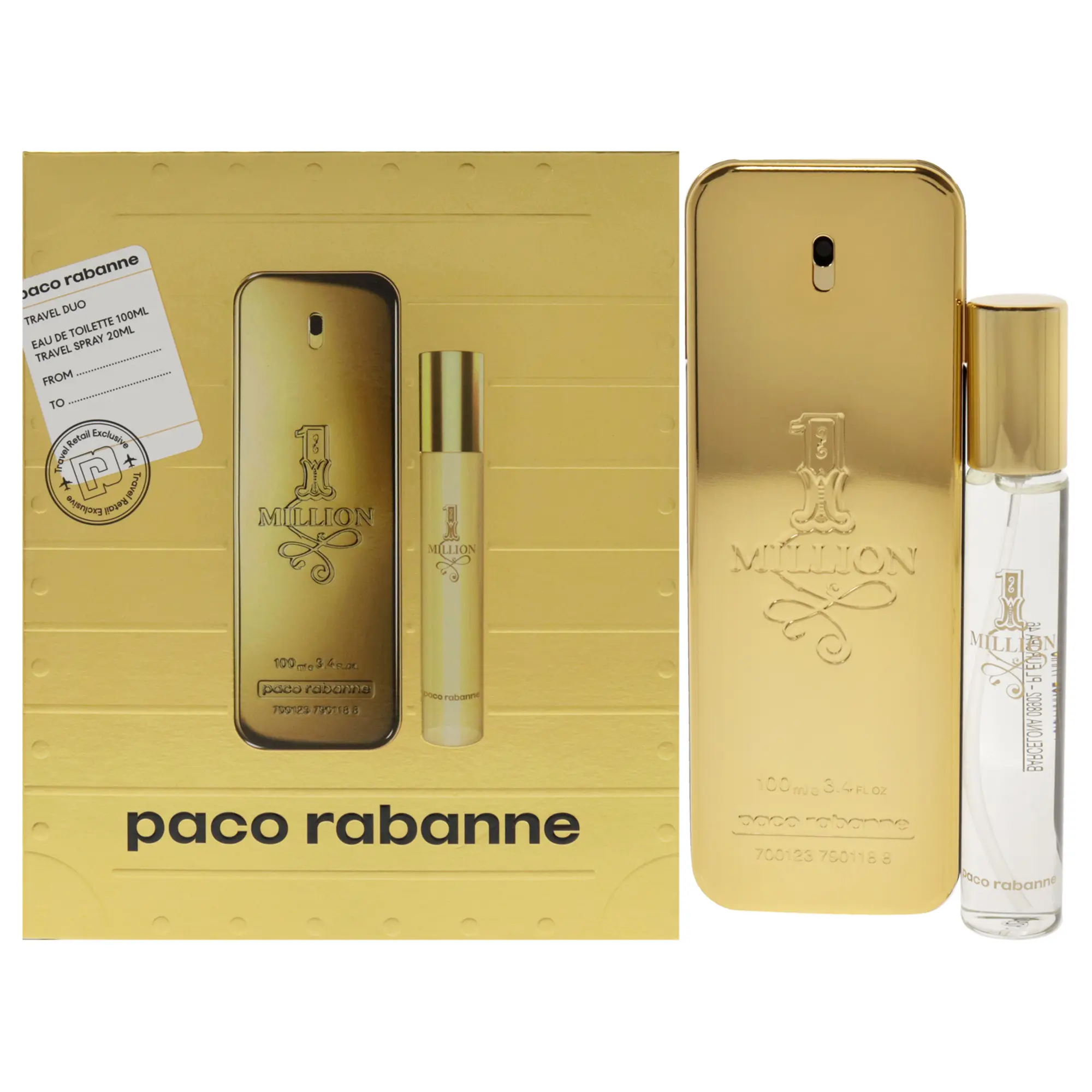 SET PR PACO RABANNE 2PC 1 MILLION 3.4 EDT+0.67 EDT SPRAY (M) SOFT BOX