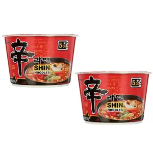 (2 pack) Nongshim Shin Ramyun Spicy and extra large bowls Beef Ramen Noodle Soup Big Bowl, 4.02oz X 1 Count, Shelf-Stable