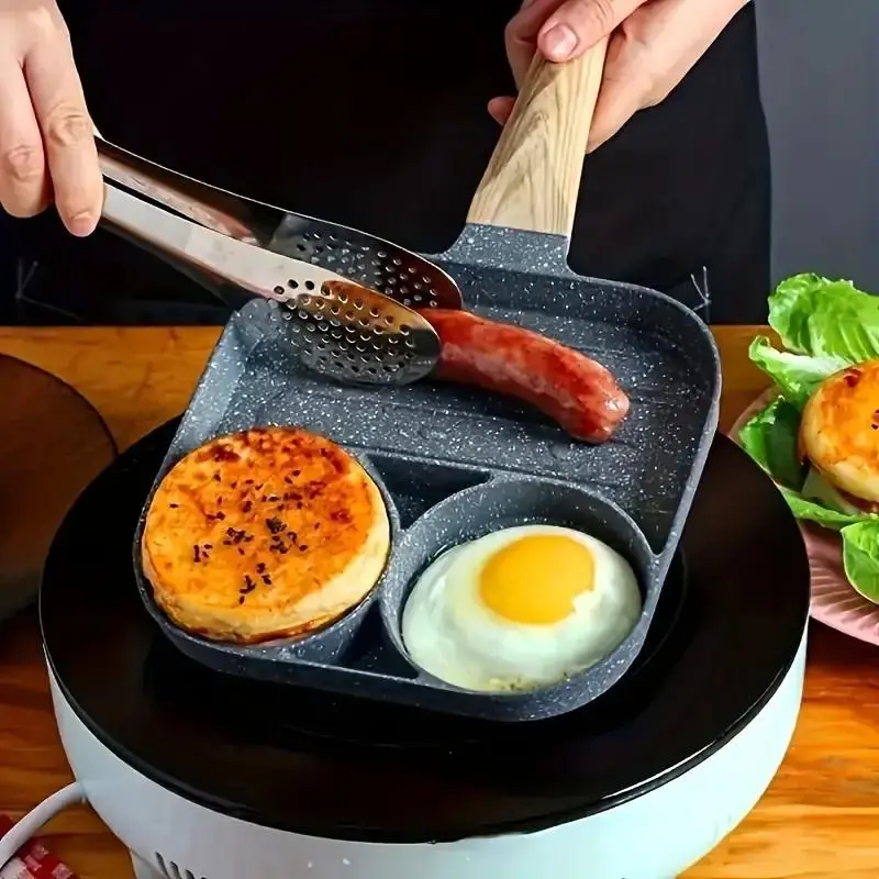 Non-stick Aluminum Omelet Pan with Dual Egg Wells, Thickened Design for Cooking Eggs, Ham, Breakfast Skillet Nonstick Omelette Pan for Gas Stove and Induction Cooker, Hand Wash Only