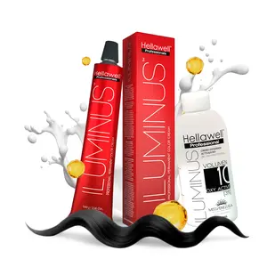 ILUMINUS Hair Dye professional permanent cream color + Developer according to the tone, with Niacinamide and Milk Protein to get a repaired and colored Hair with intense color shiny and silky. 3.54oz