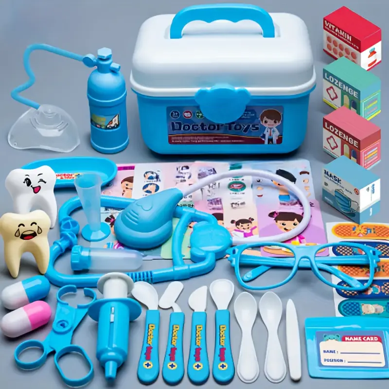 41 Piece Doctor Game House Toys Set, Dentist Play Set, Pretend Play Set, Simulation Nurse Stethoscope Toothbrush Dental Playhouse Toy, Kids Medical Kit, Boys and Girls, Dentist Playset