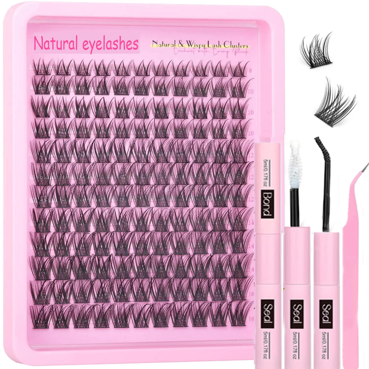 Venus Wispy Cluster False Eyelashes, Wispy Eyelash Clusters, CC Curl Mixed Length 8-16mm, Fluffy D Curl, Volume Lashes, Natural Look False Eyelash Extensions, DIY Extension Kit for Beginners, False Eyelashes Set