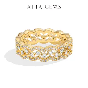 ATTAGEMS 1.5mm Round Cut Lab-Grown Moissanite Ring Eternity Stackable Ring for Women Unisex 925 Sterling Silver Ring Daily Wear Fashion Gift Fine Jewelry R363, Rings summerwins