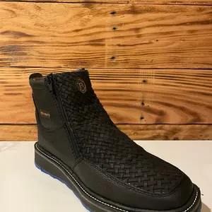 Charly Flother Negro Woven Design Zip-Up Ankle Boots for Men Comfortable & Durable