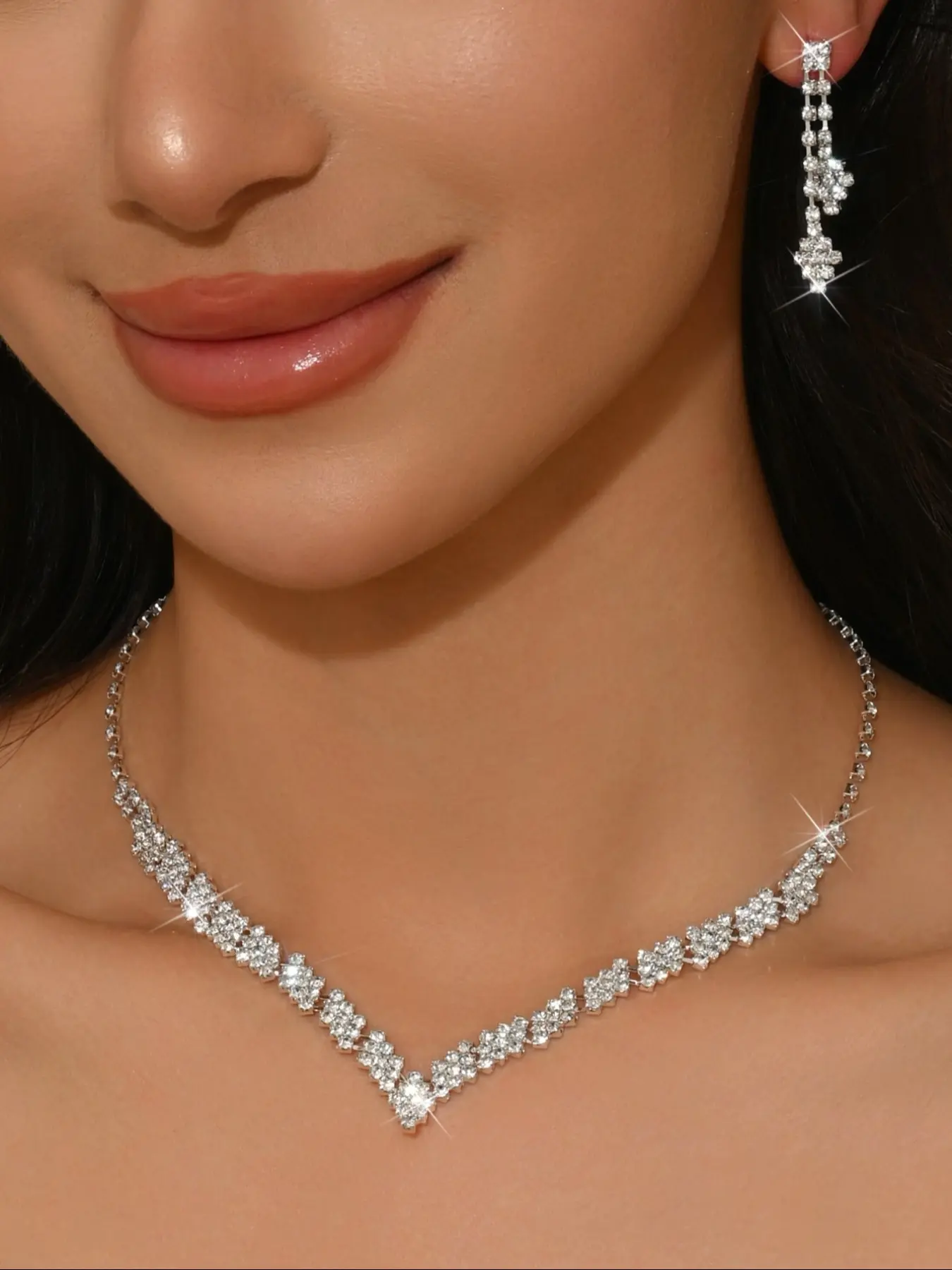 Elegant Bridal Jewelry Set, Sparkling Rhinestone Accessories for Wedding Dresses, Perfect Party Evening Wear for Women, Earrings, Earrings Stack Set, Fashion Jewelry Set