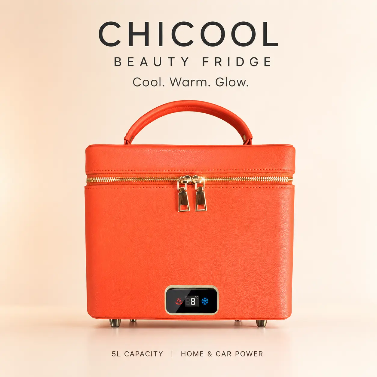 Mini Skincare Fridge, 5L/6Can Skin Care Fridge for Makeup Cosmetic Beauty, Small Refrigerator for Bedroom Office Dorm Car, Cooler & Warmer, Orange