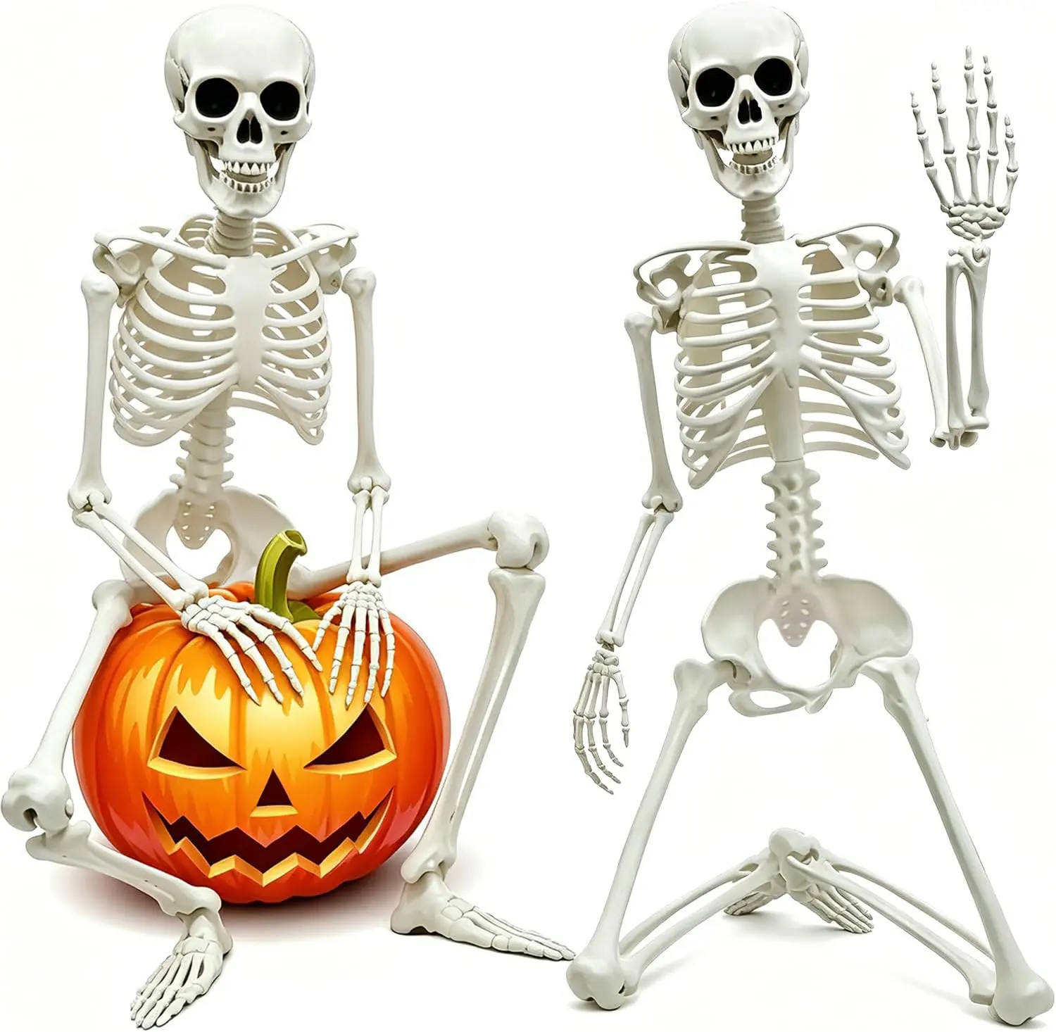 2PACK 36" Skeleton Halloween Decorations, 3FT Skeleton with Movable Joints WODMAZ