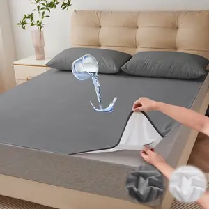 1 waterproof suede mattress protective cover, white solid color towel cloth, soft and comfortable skin friendly bedding, noise free, breathable, machine washable bed cushion cover suitable for bedrooms, dormitories, and guest rooms