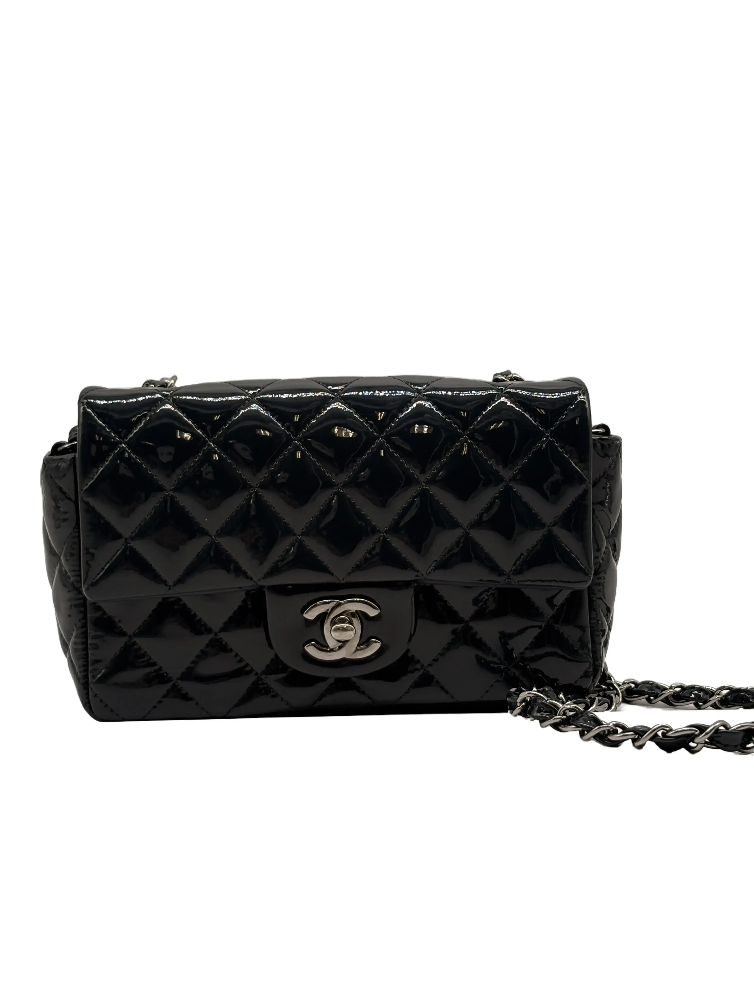 Pre-owned CHANEL patent Crossbody Bags Classic Mini Rectangular Flap Bag Navy (19***50) CC786NA