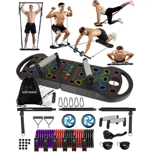 Portable Exercise Equipment with 16 Gym Accessories.20 in 1 Push Up Board Fitness,Resistance Bands with Ab Roller Wheel,Full Body Workout at Home
