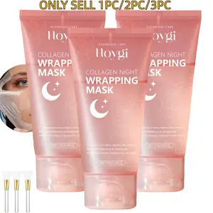 Collagen Overnight Wrapping Peel-Off Facial Mask Pack, Elasticity and Hydration Care Reducing Sagging and Dullness, Hydrolyzed Collagen for Glowing Hydrating Overnight Facial Skin Care, Collagen Face Mask