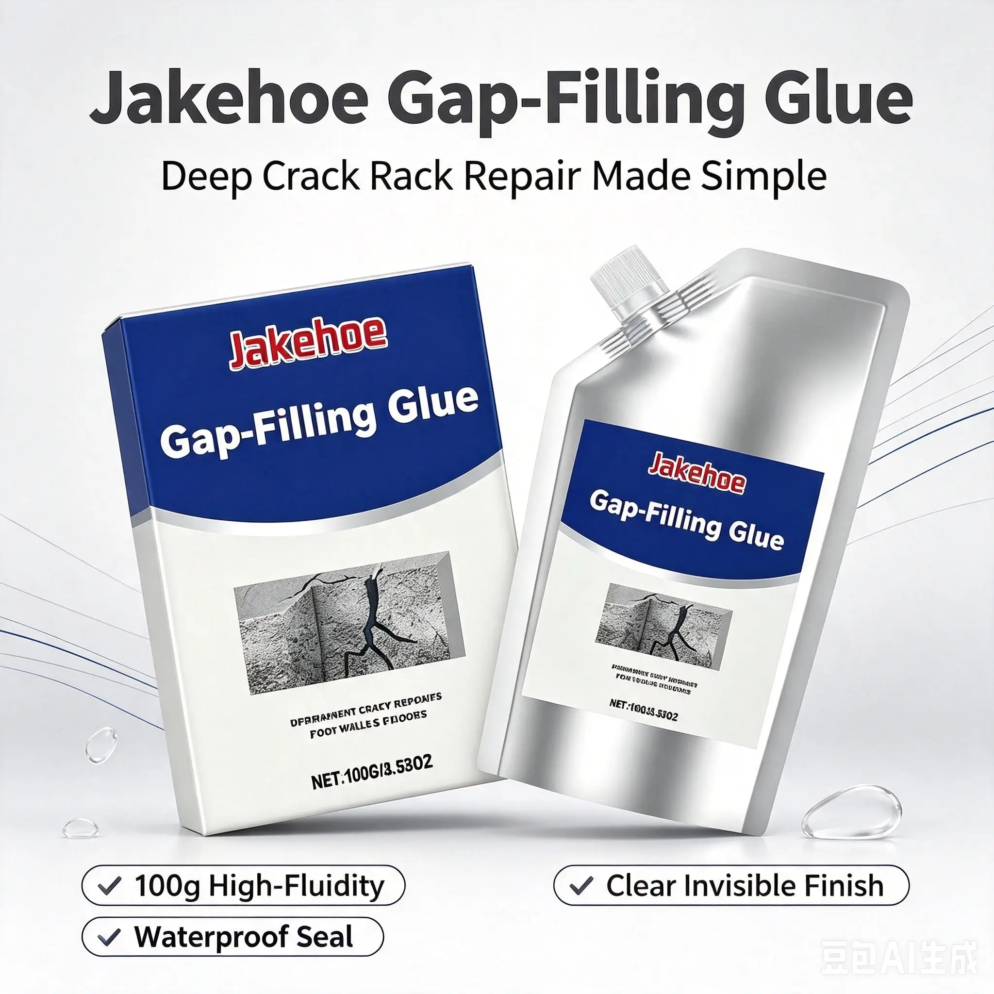 Crack Filler Sealant Waterproof, Jakehoe Multi-Surface Epoxy Adhesive for Concrete Wood Tile, Flexible Leak Repair Caulk – Quick Dry, Weatherproof, Easy DIY Home Repair