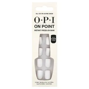 OPI On Point, Instant Press-On Mani, Short Length, All Ice on Alpine Snow, 27 Piece Kit