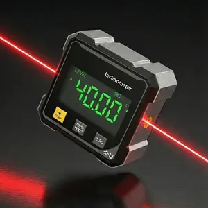 Magnetic Digital Angle Finder Dual Laser Inclinometer Level Tool for Woodworking Home Repair DIY Picture Hanging Shelf Install Precision Protractor Rechargeable with LED Display