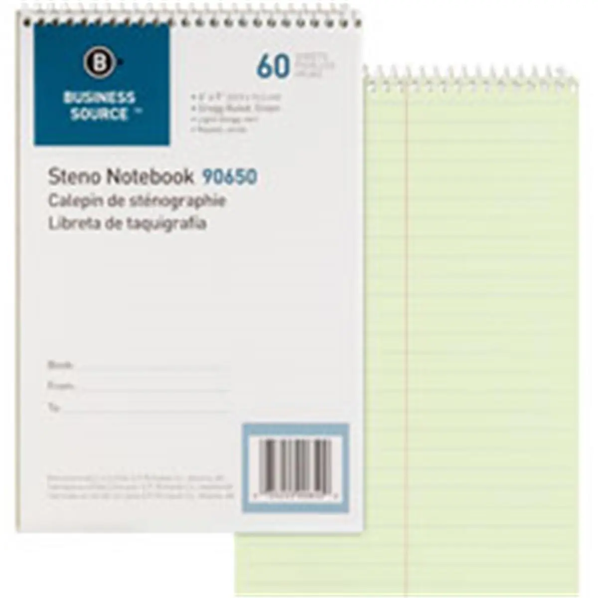 Business Source BSN90650PK Green Tint Line Ruled Steno Notebook, Paper Pages for Office Stationery Needs