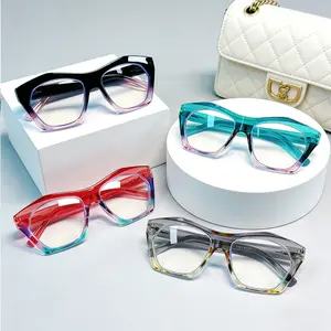 4-Pair Pack Fashion Gradient Colors Irregular Shapes Large Frame Design Blue Light Blocking Presbyopia Glasses for Computer Phone Use at Home Office commute