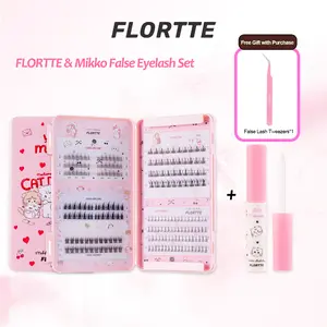FLORTTE Mikko False Eyelashes 5 Types 242 Pieces Makeup with Free False Lash Tweezers Easy Application Split Cluster Design