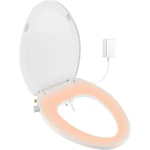 Bidet Toilet Seat Elongated, Heated Toilet Seat, Rear and Feminine Washing, Electric, Slow Close Lid, Night Light, Ambient Water Temperature, White