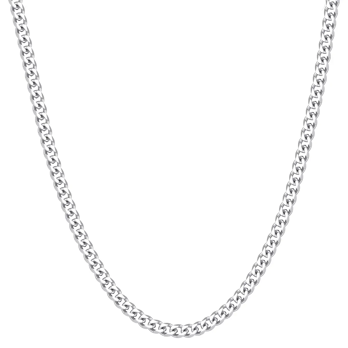 5mm steel color men's Cuban chain for men and women, stainless steel chain necklace 18-26 inches