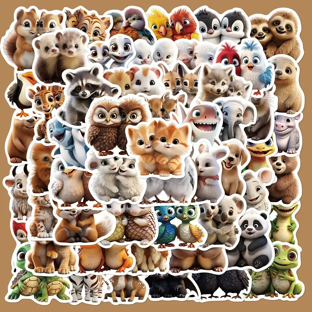 Cartoon Animal Series Sticker, 55pcs/set Waterproof Self Adhesive Decals with Box, Decor Sticker for Gift Greeting Card Water Bottle Laptop Phone, Accessories, Self Adhesive Stickers