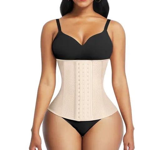 FeelinGirl Waist Cincher Corset for Women Compression Shapewear Hook Latex Waist Trainer Latex XXS-6XL Fit Soft Underwear Comfort  Spaghetti Strap