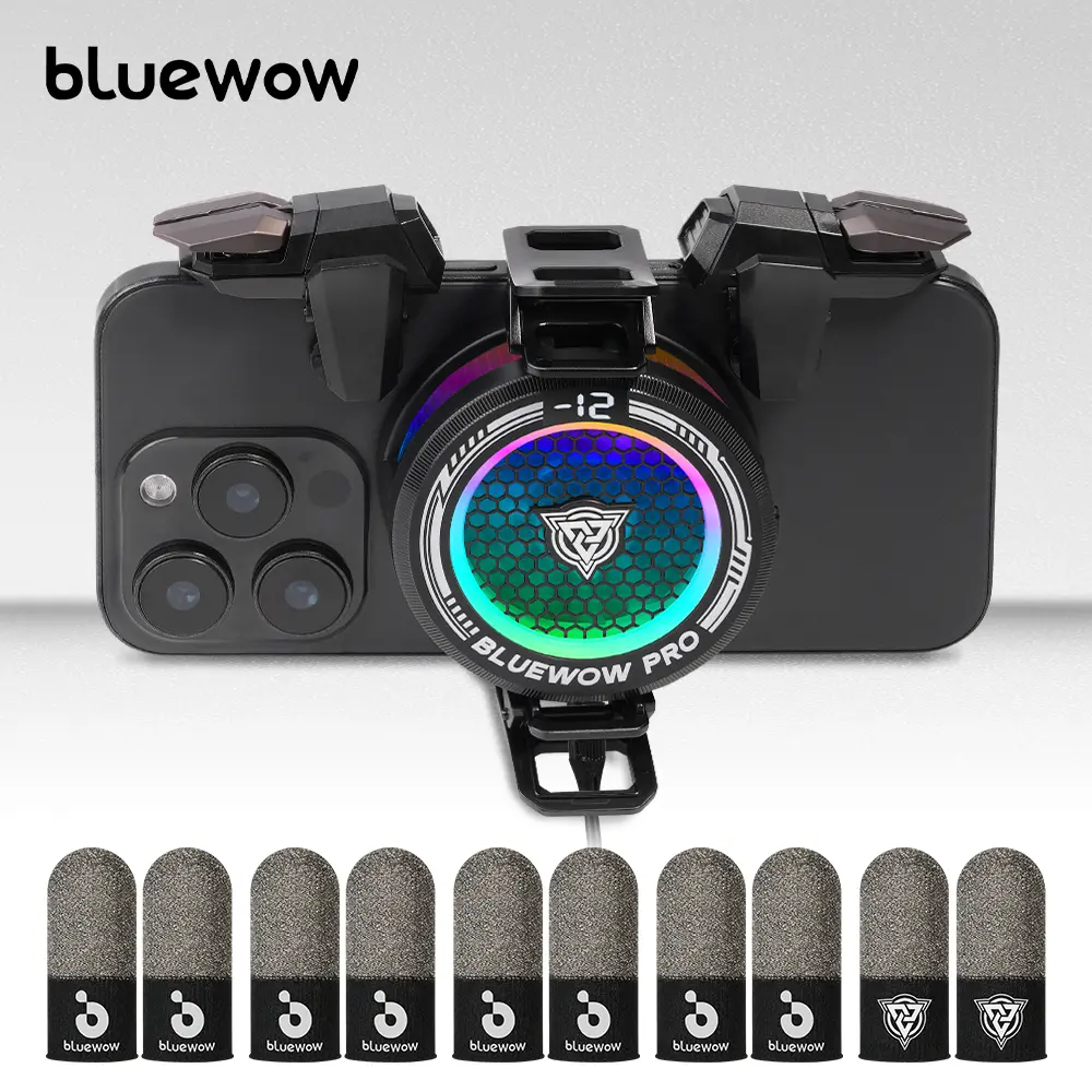 BlueWow Magnetic & Clip-On Cellphone Cooling Fan - RGB Lights Semiconductor TEC Mobile Cooler, 3-Speed Smart Cooling with Stealth Frost Polar Modes, Compact Hands-Free ABS USB Port Accessory for iPhone Samsung Gamers, Portable Adjustable USB & Mobile Fans