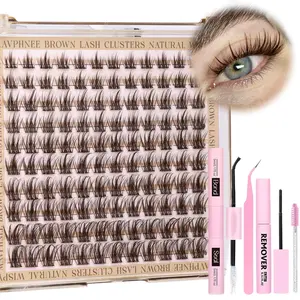 120 Lash Clusters, Natural Wispy Eyelashes, Mixed Lengths 8-16mm, D Curl, Fluffy, Transparent Band, DIY False Eyelashes, DIY Eyelash Extensions