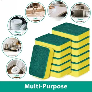 Sponges Kitchen Scrub Dish Sponge Scouring Pad, 12 Pack Cleaning Brush Scrubber Supplies for Soap, Dishwashing Dinnerware Sets Pan Pot Towels Cloth Ra