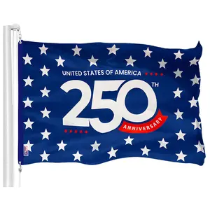 G128 USA 250th Anniversary Stars Flag | 3x5 Ft | Double Sided Printed 150D Polyester | America 1776-2026 Patriotic Banner with Brass Grommets | Durable Indoor/Outdoor Celebration Flag