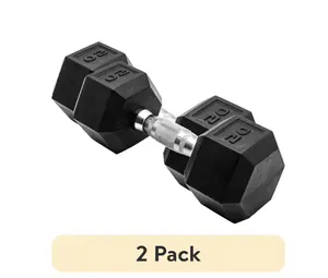 2-Pack Single Rubber Hex Dumbbells, 20lb Each
